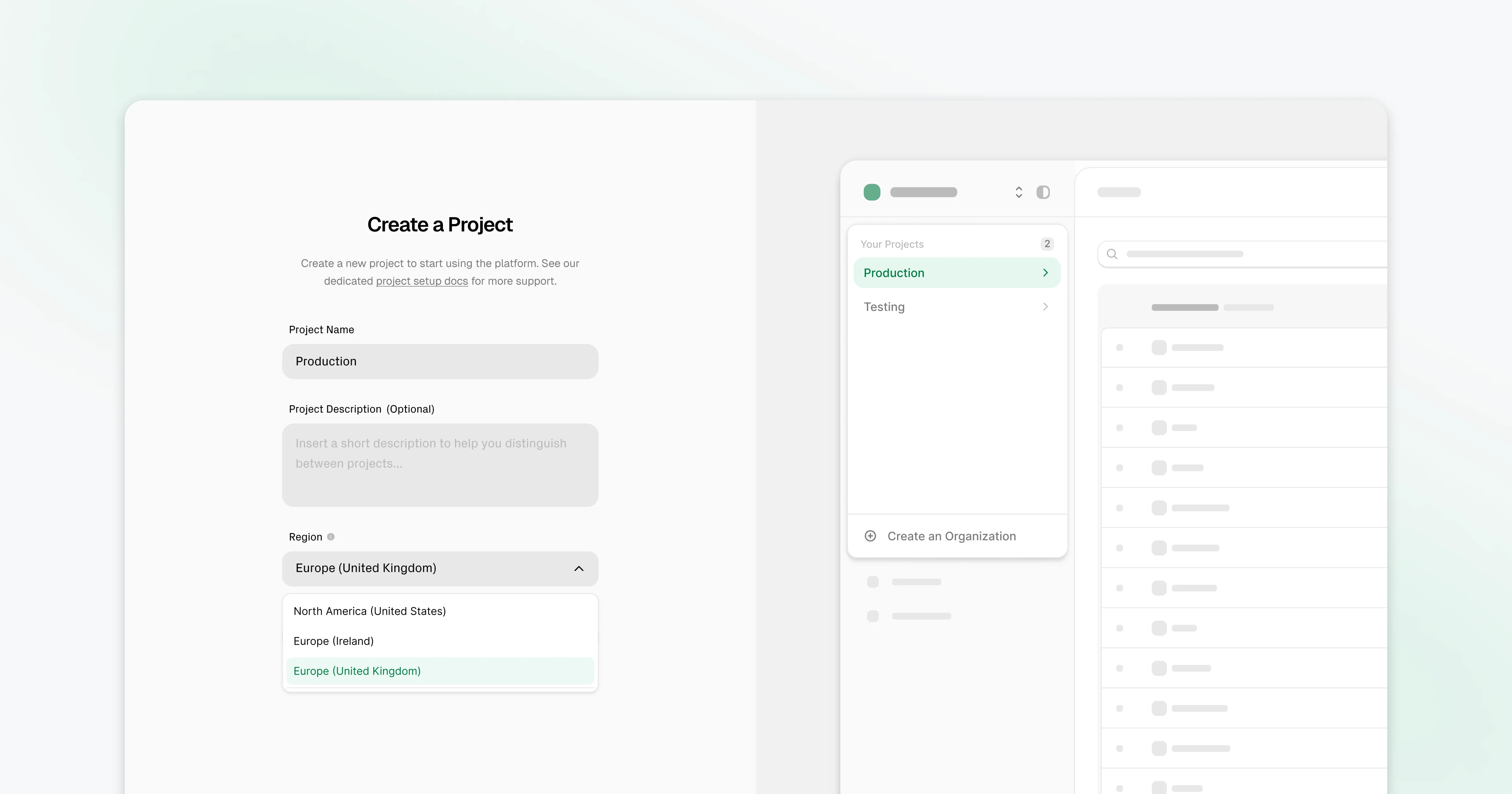 New Project Region: United Kingdom