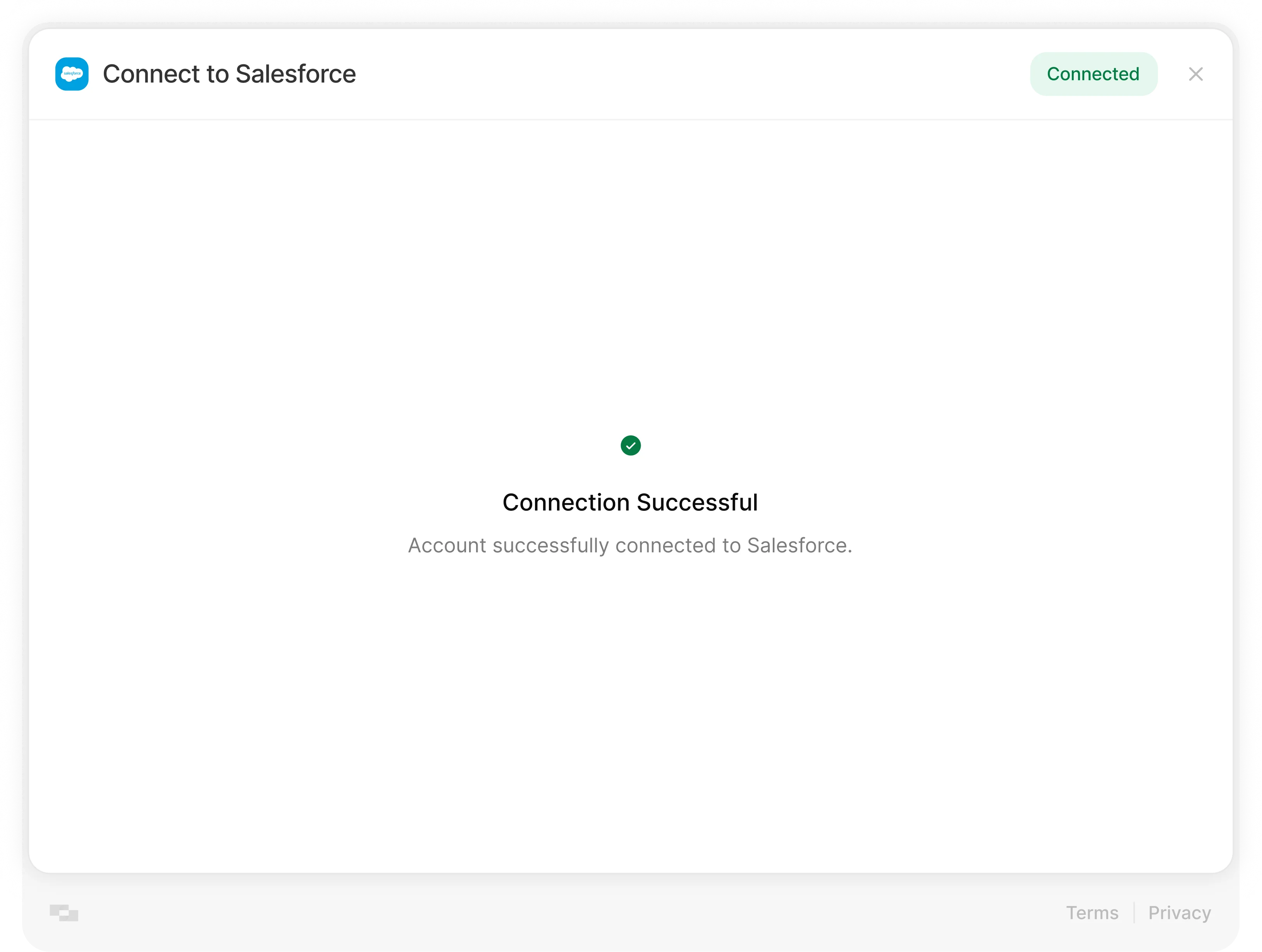 Connect to Salesforce — Connection Successful